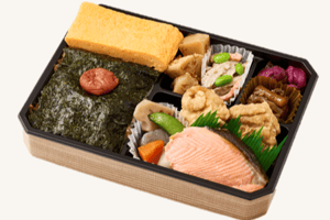 塚だまだし巻きと国産銀鮭のいろどり海苔弁当-1